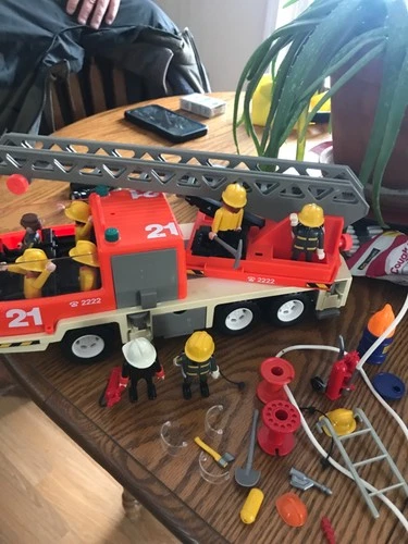 Vintage Playmobil Hook And Ladder Fire Truck  #3781 As Shown 1981