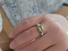 Silpada Silver Ring Size 7 Bezel Set Rectangular Peridot