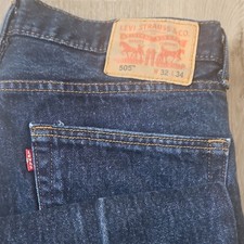 Levi's 505 Men's Straight Jeans Dark Blue Denim Regular Fit 5-Pocket Design