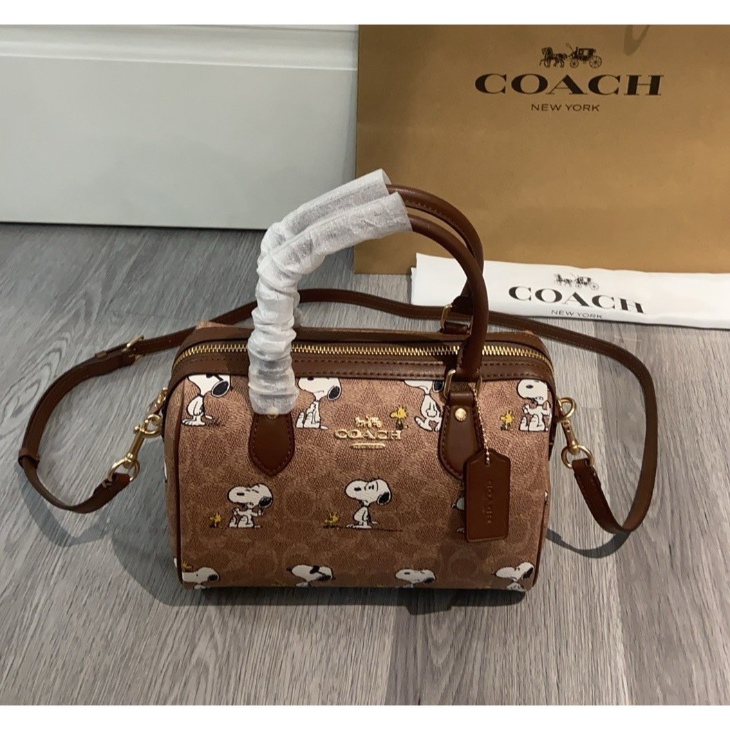 NWT Coach X Peanuts CBM33 Rowan Satchel Bag Signature Canvas