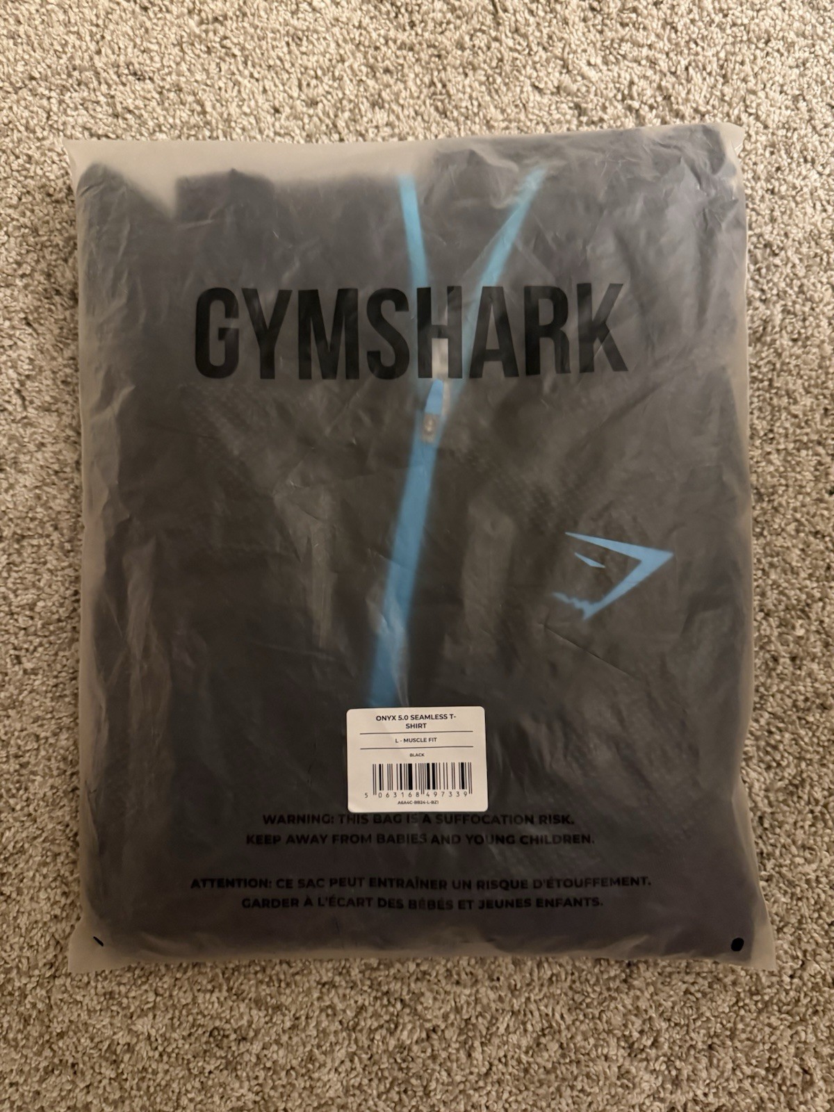Gymshark Onyx V5 5.0 Seamless LARGE Hoodie Black Onyx Grey Blue IN HAND