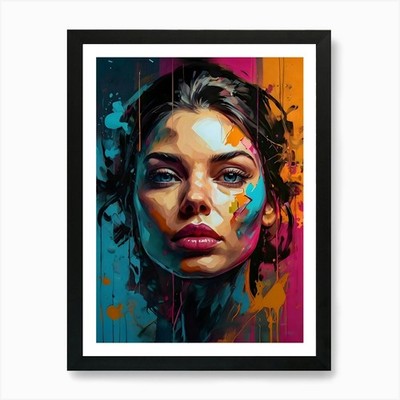 Portrait einer Frau Kunstdruck gerahmt Wandbild Poster Leinwanddruck Bild
