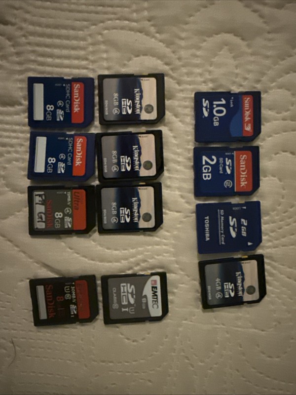Lot Of SD Cards 8GB 4GB 2GB 1GB Class 4 Class 10 U1 8x8GB 12 Units Total Mixed