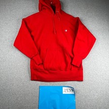 VTG 90s Champion Reverse Weave Hoodie Sweatshirt Heavy Size L Red USA Made