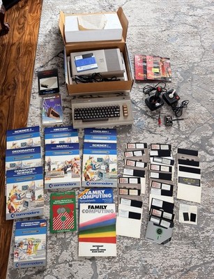 Commodore 64 Vintage Home Computer w/ Box, Manuals, Software Disks & Accessories