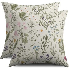 Spring Floral Pillow Covers 18X18 Set of 2 18" x 18" Pack of 2 Sage Green