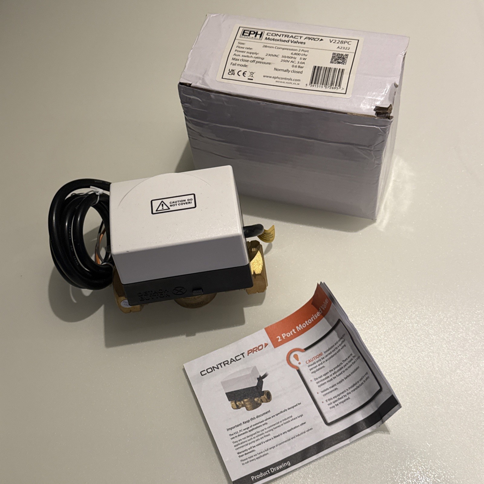 EPH 28mm 2 Port Motorised Valve Normally Closed V228PC VAT Reg Fast Post