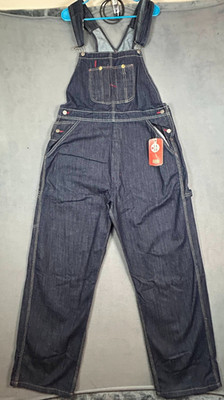 Denim Carpenter Bib Overalls Mens Blue 34x30 W/Pockets 100% Cotton Dungarees NWT