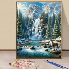 YALKIN Waterfall Paint by Numbers for Adults Beginner without Frame 16x20in