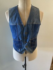 70  s Vtg Levi  s Fresh Produce Carrot Tab Buckleback Denim Vest Men  s M USA