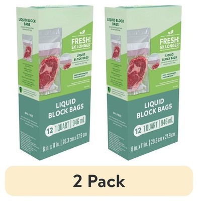 (2 pack) Liquid Block Quart Vacuum Sealer Bags (8'' x 11'')