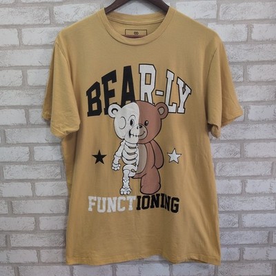 Men's Red Eight Bear-ly Functioning Shirt Yellow Size Large 100% Cotton