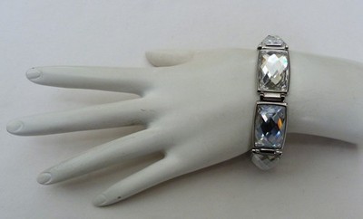RARE SWAROVSKI NIRVANA SIGNED HUGE CRYSTALS WIDE LINK PANEL BRACELET