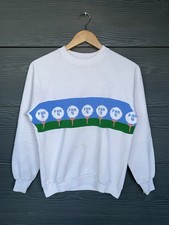 Vintage 90s Golf Par 4 Sweatshirt Mens Large White Knitted Golf Balls USA Made