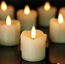 Flameless Votive Candles with Timer, 2" x 2" Real Wax, 400+Hour Realistic Bla...