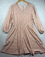 Nine West Women’s Red Wine/white Dress Patterned Design  Large Longsleeve