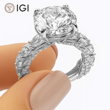 IGI 10.0 CT E VVS2 Oval Cut Lab Grown Diamond Engagement Ring 14k White Gold