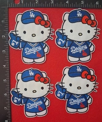 4 Qty HELLO KITTY LOS ANGELES DODGERS IRON ON PATCH