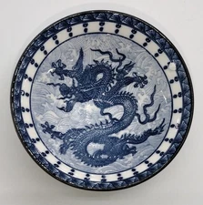 Handmade Chinese Porcelain Dragon Bowl Blue & White Small Rice Dish 3.3”