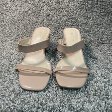 Nine West Pruce Ankle Strap Mid-Height Block Heel Square Toe Nude