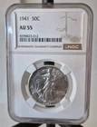 1941 50C Walking Liberty Silver Half Dollar NGC AU55