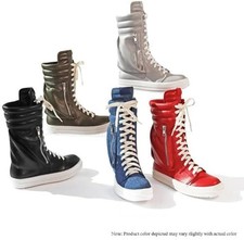 Women's Hightop Fashion Sneaker LaceUp Street Shoes Side Pocket Racer-01 Liliana