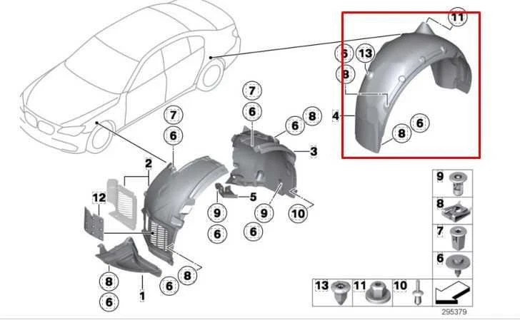 Protector contra salpicaduras revestimiento trasero derecho BMW 750I xDrive 10-15 51717185270 Foto 2 de 4