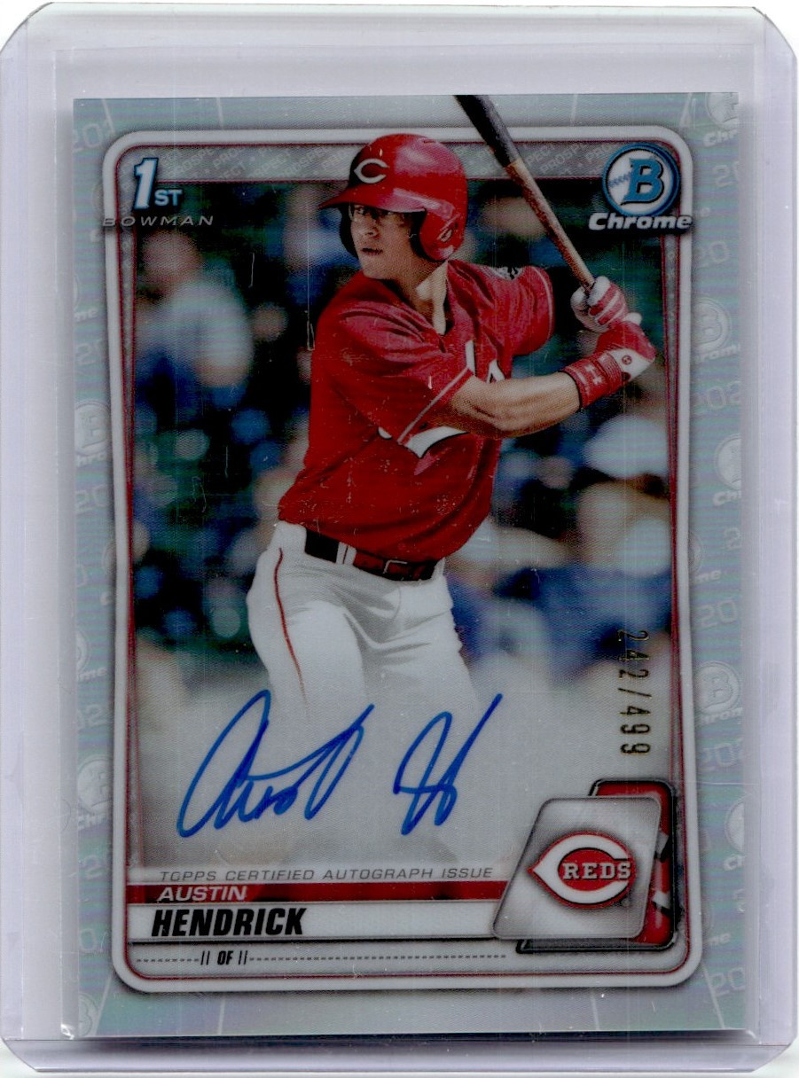 2020 Bowman Chrome Prospect Autographs Refractor Austin Hendrick RC Auto /499