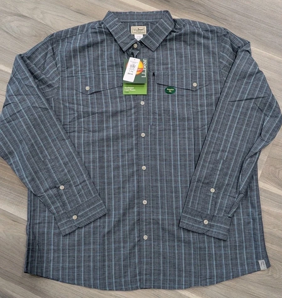 L.L. Bean SunSmart Cool Weave Button Down Shirt Mens Xl Gorpcore Hiking Camping