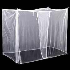 Mosquito Net Bed Canopy 4 Corners Rectangular Mesh White Camping Travel