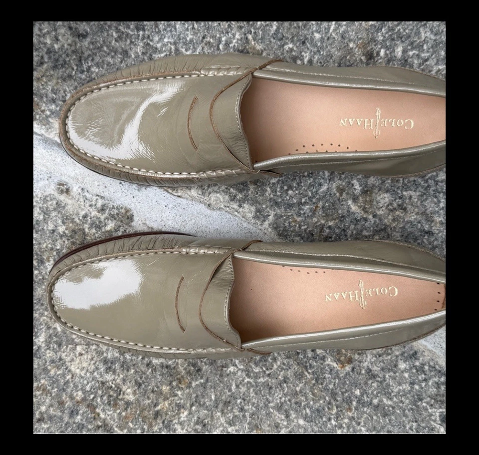 Cole Haan Women’s Laurel Taupe Patent Leather Penny Loafers, Size 8 - Image 4 of 4