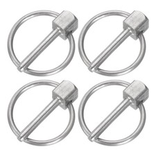 4Pcs 1/8" x 3/4" Linch Pin with Ring, Stainless Steel Round Linch Pins, Silver