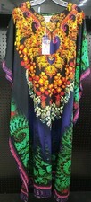 Gypsie Blu Dress Muumuu Geometric Print Long Maxi Kaftan Housedress Cover Up