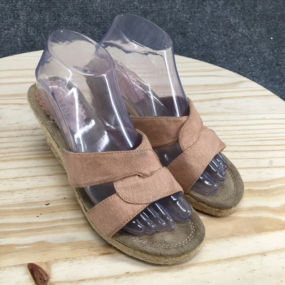 Sandalias George Mujer 8 Milena Cuña Alpargata Sin Cordones Deslizable Rosa Beige Lona Foto 3 de 4