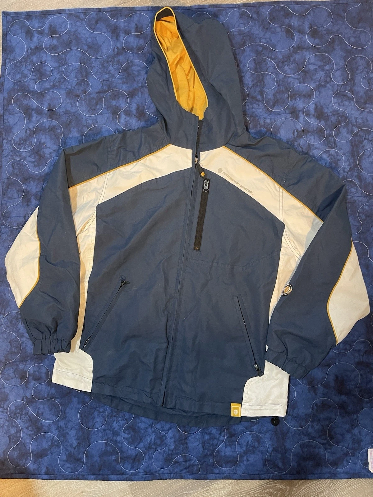 Protection System Hooded Jacket Youth Boys Size 14/16 Blue & White
