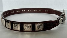 Ranger Belt Company Silver Medallion Tooled Genuine Leather Brown Belt Sz 34