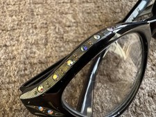 Vintage Cat Eye Jaclyn France Glasses 44/20 Black Sequins