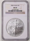 2006 $1 1oz Silver American Eagle MS69 NGC 3376420-069