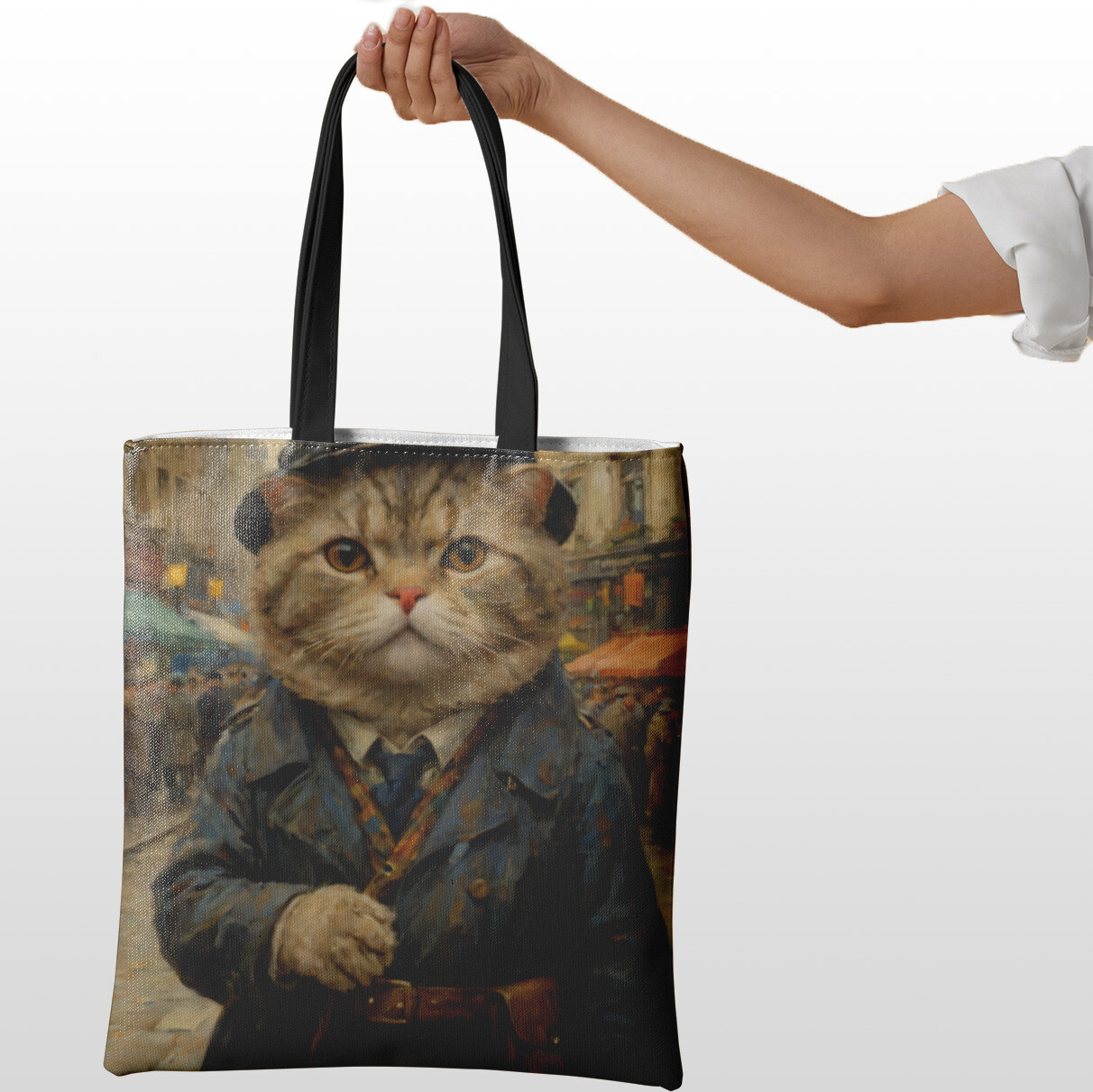 Stylish Reusable Cat Print Tote Bag for Daily Shopping and Gifting