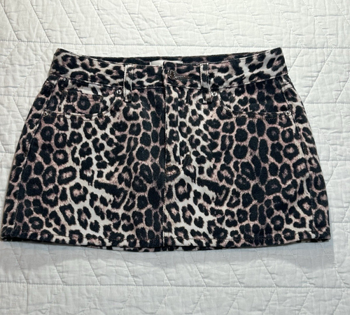 PacSun Leopard Mid Rise Denim Minirock Gr. 23 Neu ohne Etikett
