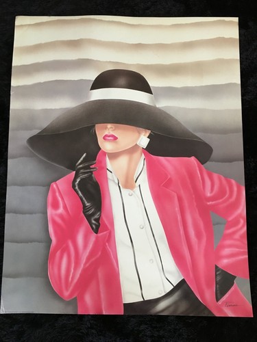 DAMA EN ROSA-SOMBRERO NEGRO -FERRARO 1986 Litografía- SCAFA-TORNABENE PUBLICACIÓN DE ARTE - Imagen 2 de 5