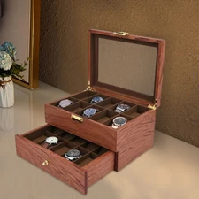 20-Slot Rosewood Watch Case Keep Display Tray Case Jewelry Storage Organizer Box