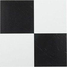 Black and White Vinyl Peel and Stick Tile Square 20 Pk Luxury Flooring 12 X 12