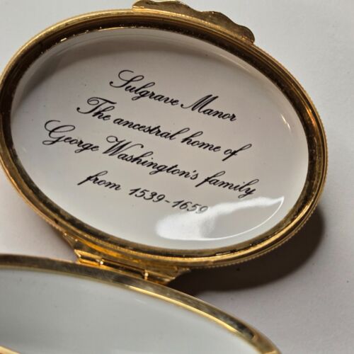 Halcyon Days Enamel Trinket Box Sulgrave Manor George Washington Home - Picture 5 of 5