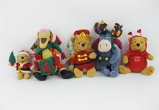 Disney Store Holiday Christmas Bean Bag Plush Pooh, Tigger, Eeyore 5 NWT