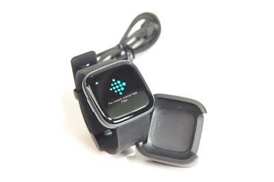 Fitbit Versa 2 Health Fitness Smartwatch Activity Tracker Black FB507 AS IS READ
