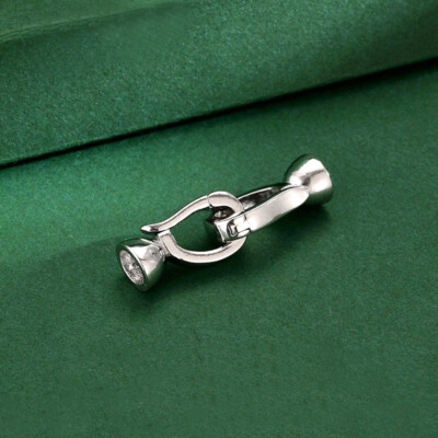 Sterling Silver Double Hook Fold Ove Clasp Connector w/ End Caps
