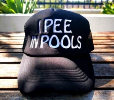 I PEE IN POOLS Funny Embroidered Hat - Choose Flat Brim/Trucker Mesh/Baseball