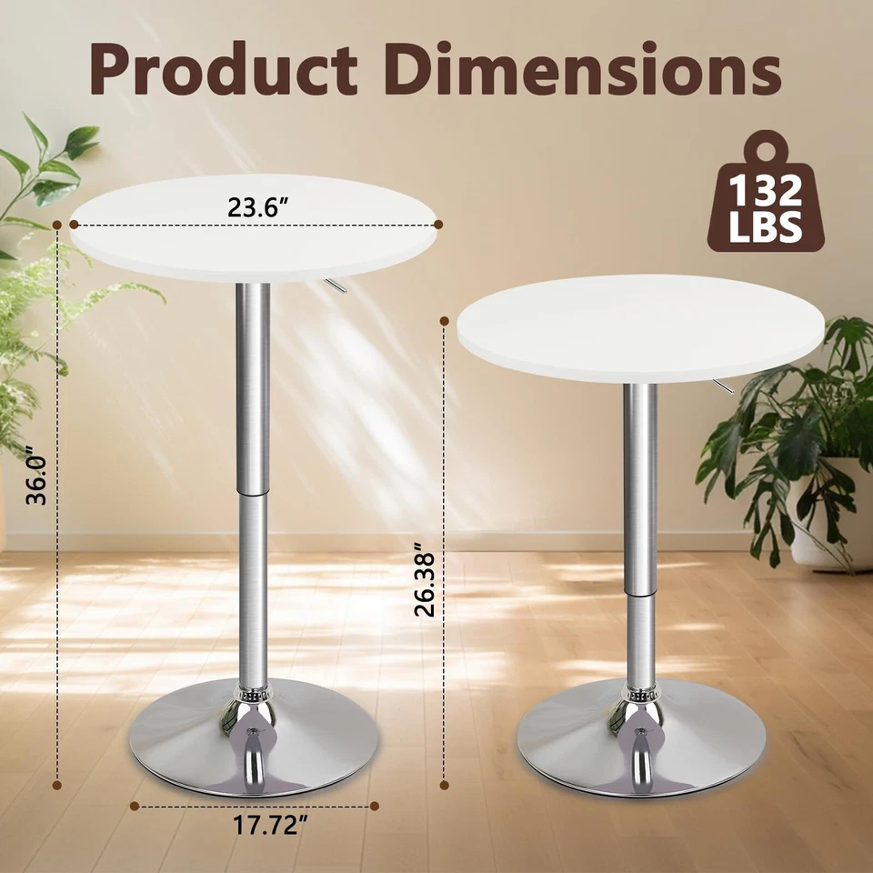 CLATINA 26.4-36" Altura Ajustable Mesas Bistro, Mesa de Cóctel Giratoria 360° Foto 3 de 4