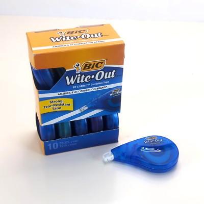BIC Wite Out White Correction Tape EZ Correct Dry Film Dispenser Erase 10 Pack